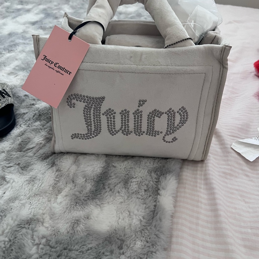 Juicy Couture Ivory Studded Logo Tote